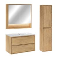 BADMÖBEL 81cm Edmé 2er-Set Holz - Braun, Holzwerkstoff (81/52/46cm) - Petits-meubles
