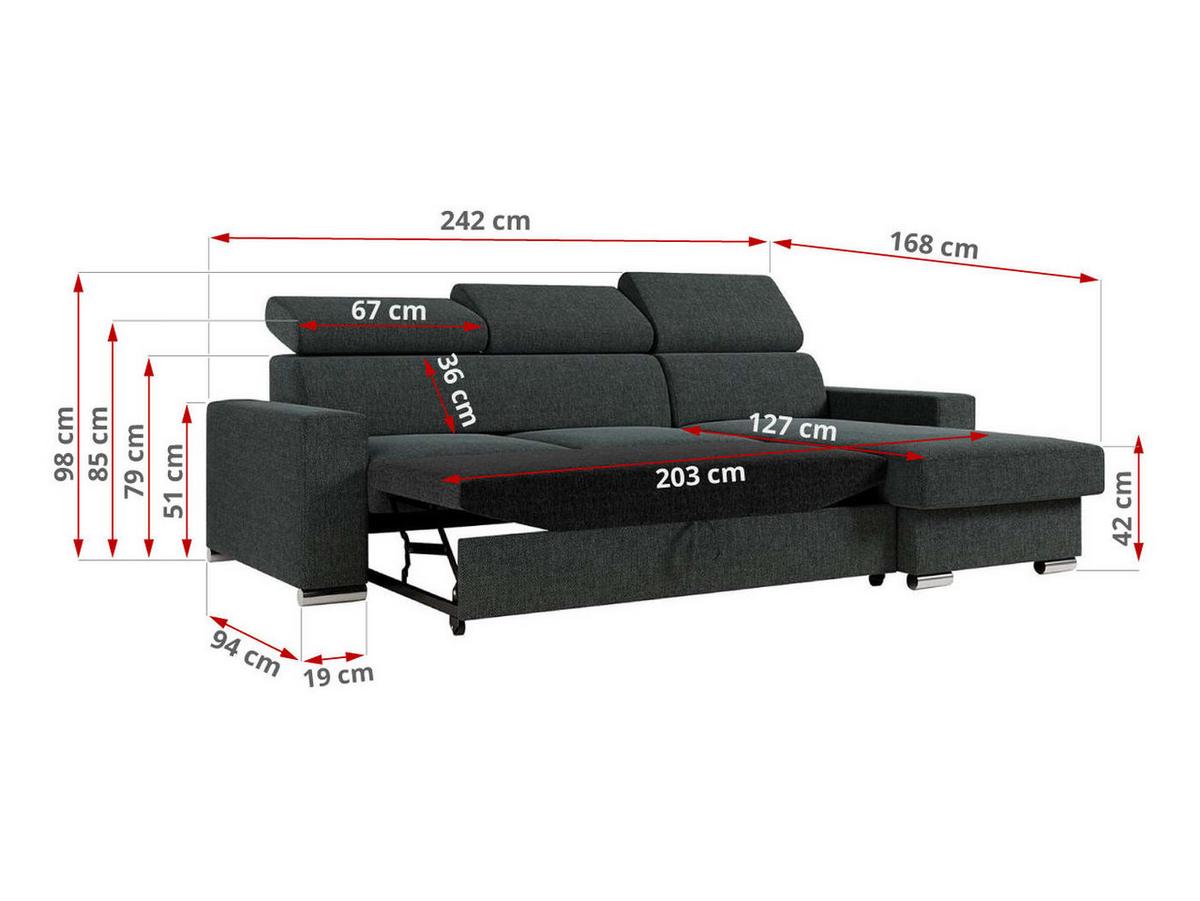 ECKSOFA FOX-L Dunkelgrau - Dunkelgrau/Silberfarben, Kunststoff/Textil (242/168cm) - MKS