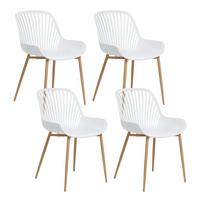 ESSZIMMERSTUHL 4er Set Weiß Kleve - Hellbraun/Weiß, Kunststoff (49/82/57cm) - Beliani