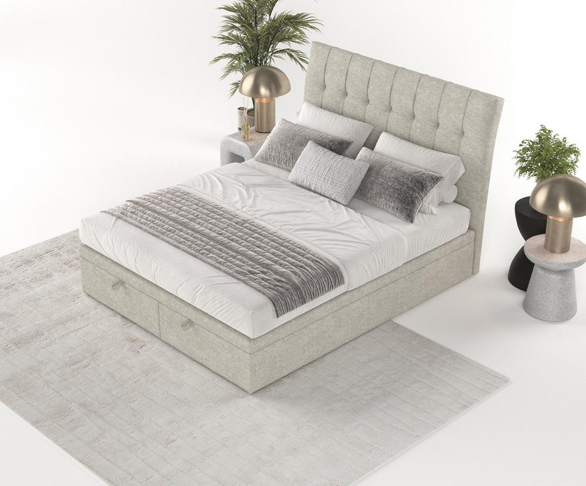 POLSTERBETT Kelsea mit Stauraum 140/200 cm Beige im Alta Stoff - Beige/Schwarz, Holz/Holzwerkstoff (140/200cm) - AltaBeds