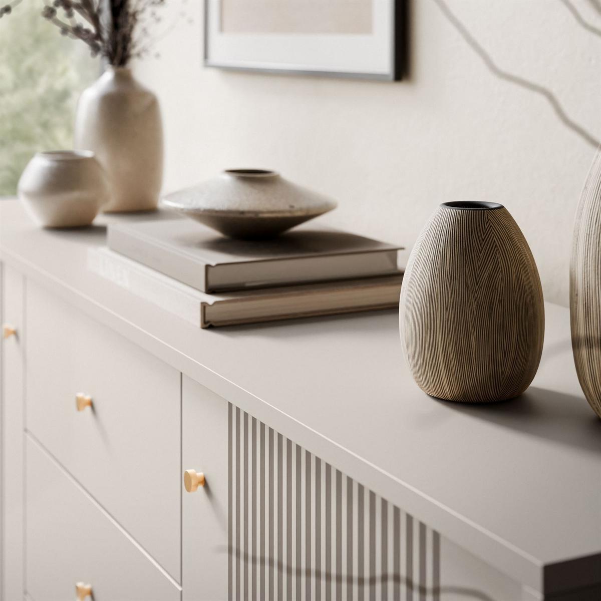 SIDEBOARD 2D3S VIVALDI mit Schubladen und geriffelten Fronten - Kaschmir, Holzwerkstoff (155/79/39cm) - Lookway