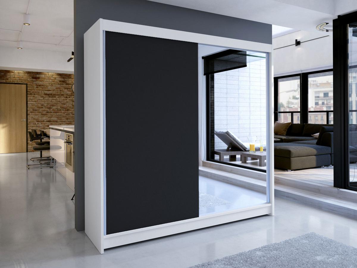 SCHWEBETÜRENSCHRANK Talin I - Silberfarben/Multicolor, Holzwerkstoff/Metall (180/215/58cm) - MIRJAN24