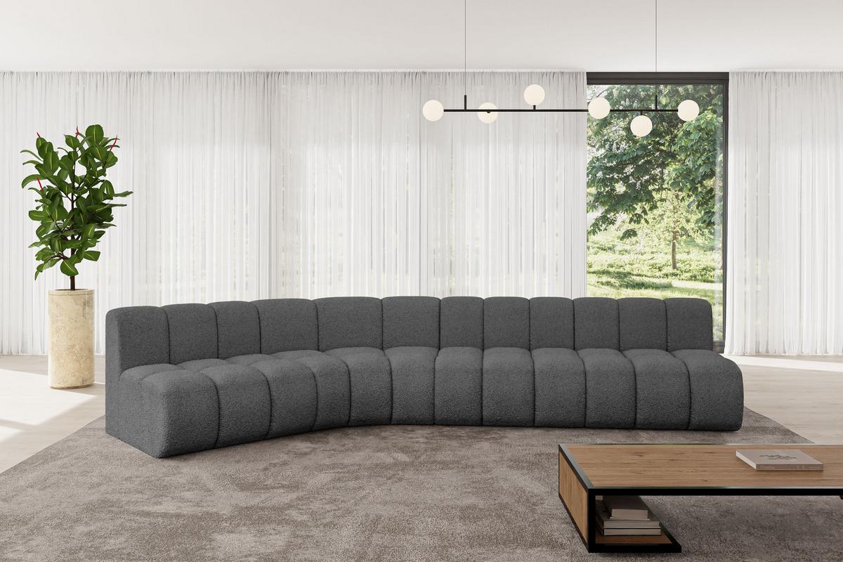 ECKSOFA modulares Sofa Montra-L2 - 381x174x70 cm Grau - Grau, Holzwerkstoff/Textil (381/174cm) - ALTDECOR