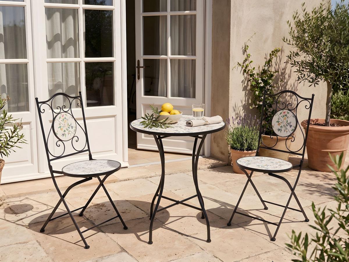 BISTRO-SET Metall Schwarz Collio - Weiß, Metall - Beliani