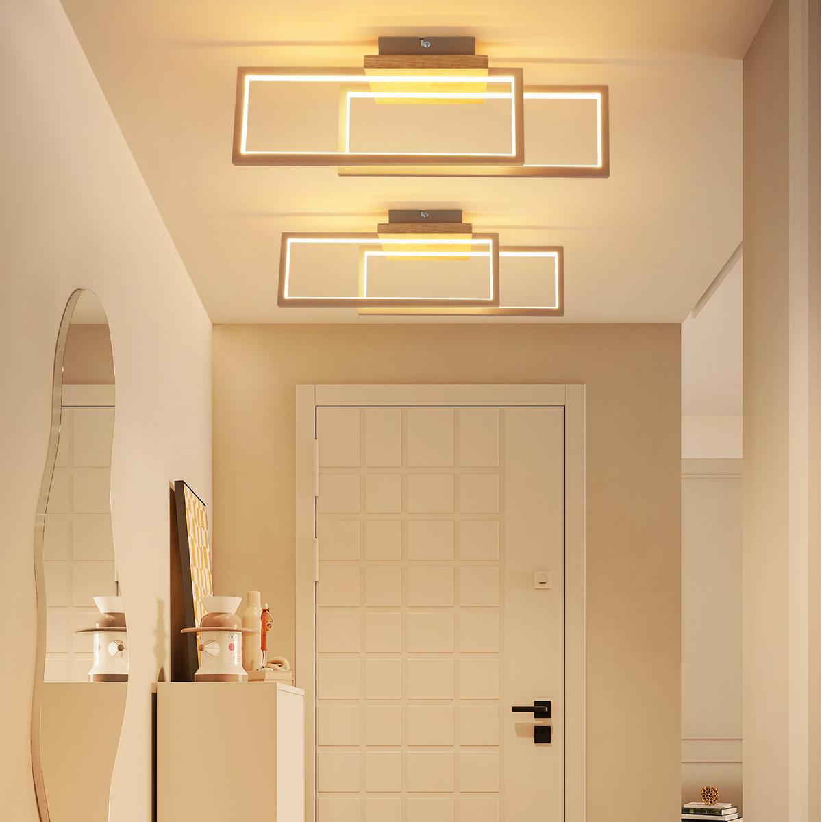 LED DECKENLEUCHTE Bralyn 48/13/16 cm - Braun, Holz/Metall (48/13/16cm) - ZMH