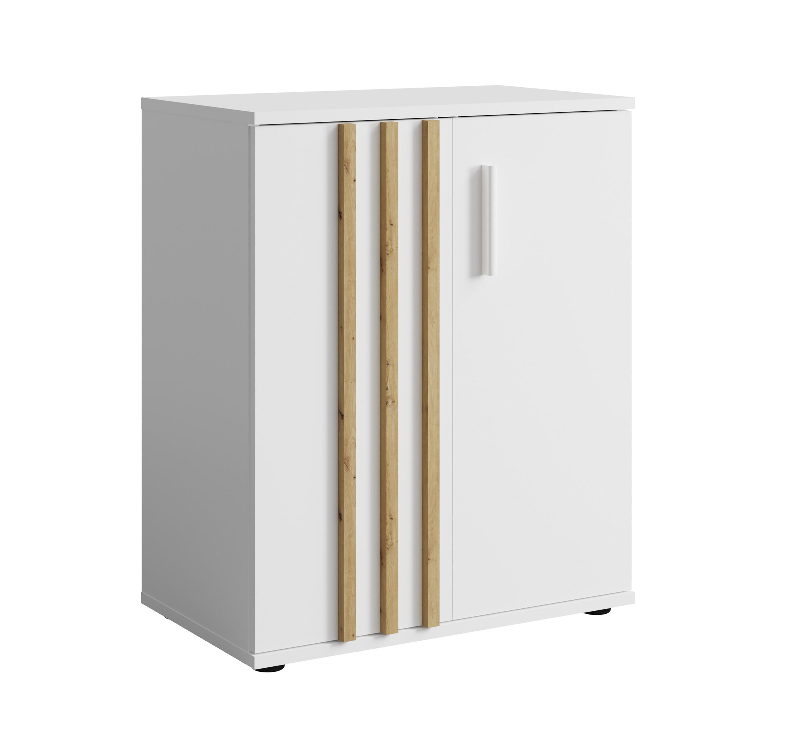 SIDEBOARD Turell 2D Weiß 60/73/35 cm – Kommode Schmal mit Lamellen - Weiß, Holzwerkstoff/Kunststoff (60/73/35cm) - AX Living