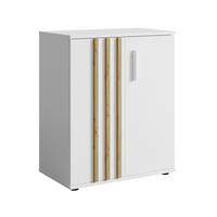 SIDEBOARD Turell 2D Weiß 60/73/35 cm – Kommode Schmal mit Lamellen - Weiß, Holzwerkstoff/Kunststoff (60/73/35cm) - AX Living