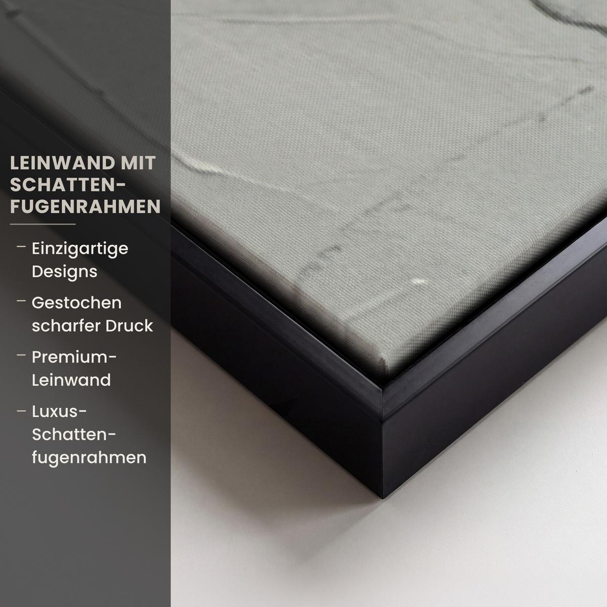 LEINWAND Bilder mit Rahmen - Moderne Kunst - Orange - Grau - Abstrakt - 100x150 - Hellgrau, Textil (100/150cm) - MuchoWow