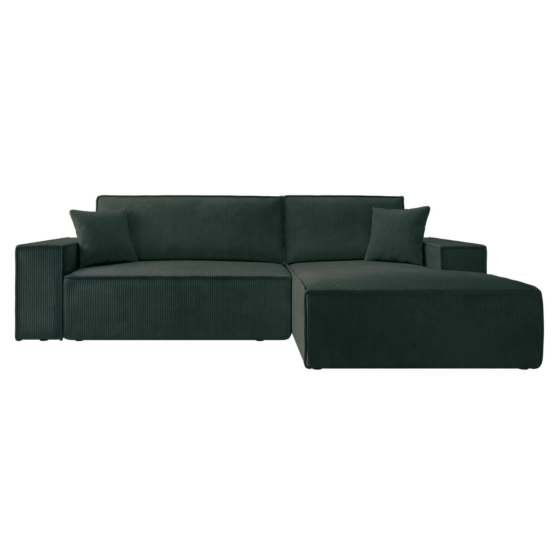 ECKSOFA Farese Dunkelgrün Cordbezug - Schwarz/Grün, Kunststoff/Textil (267/167cm) - Selsey