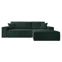 ECKSOFA Farese Dunkelgrün Cordbezug - Schwarz/Grün, Kunststoff/Textil (267/167cm) - Selsey