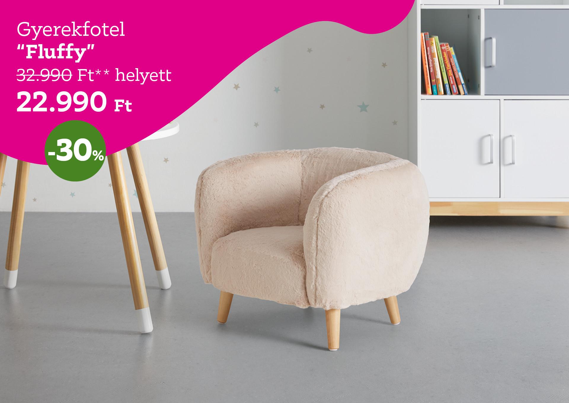 Gyerekfotel FLUFFY 32990 Forint helyett 22990 Forint, kedvezmény mértéke 30%