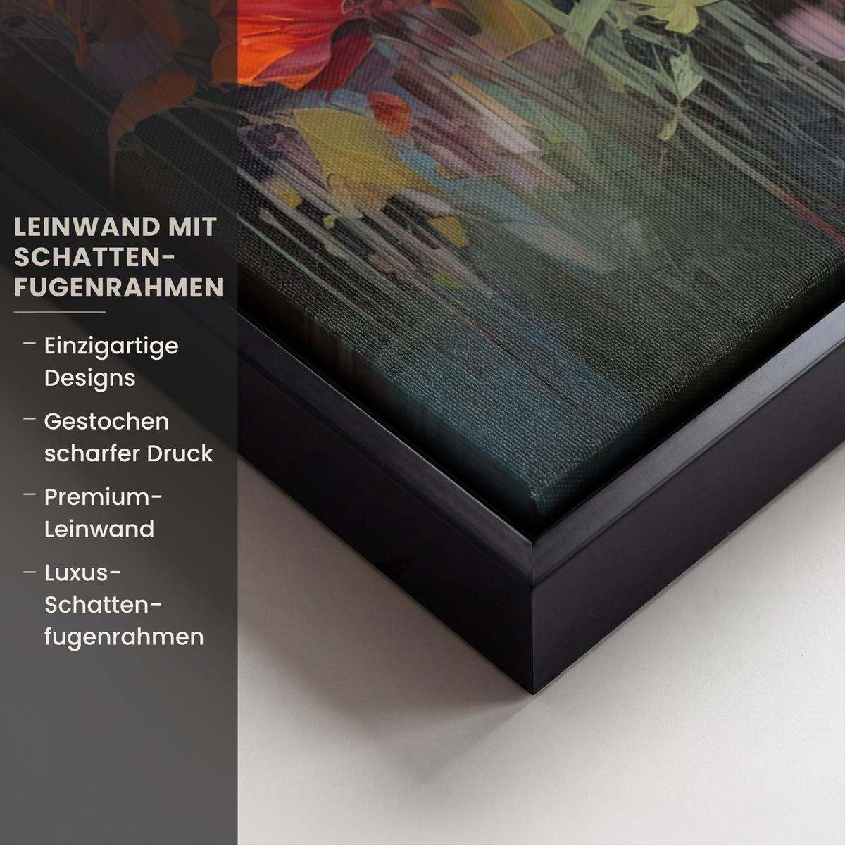 LEINWAND Bilder mit Rahmen - Blumen - Aquarell - Kunst - Botanisch - Natur - 80x60 - Orange, Textil (80/60cm) - MuchoWow