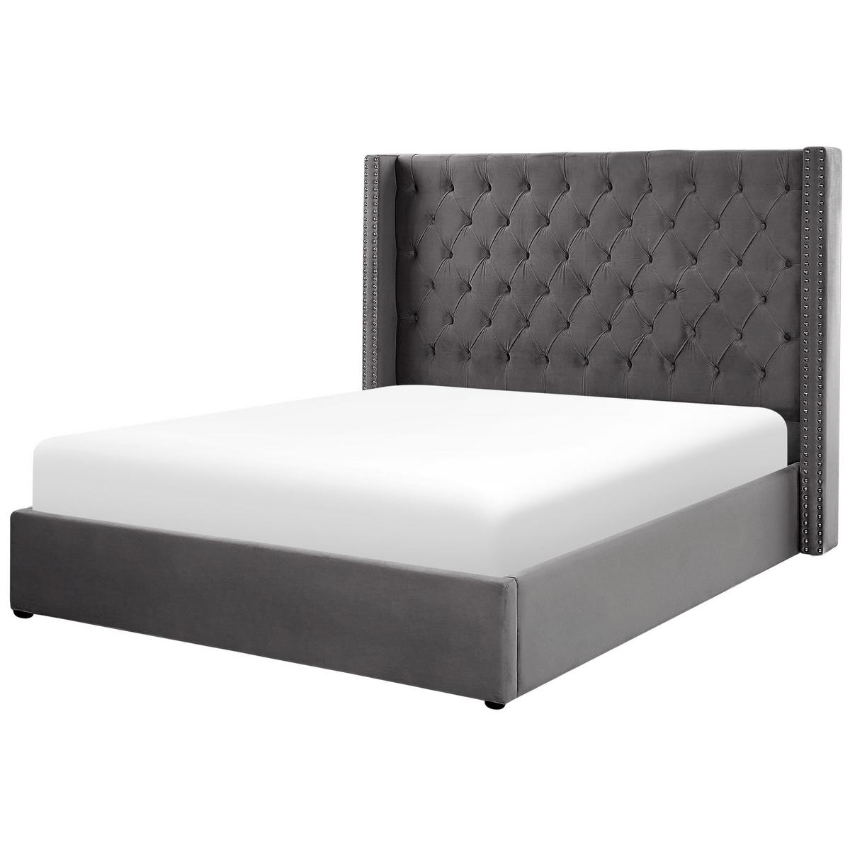 POLSTERBETT 180/200cm Grau Lubbon - Grau, Textil (180/200cm) - Beliani
