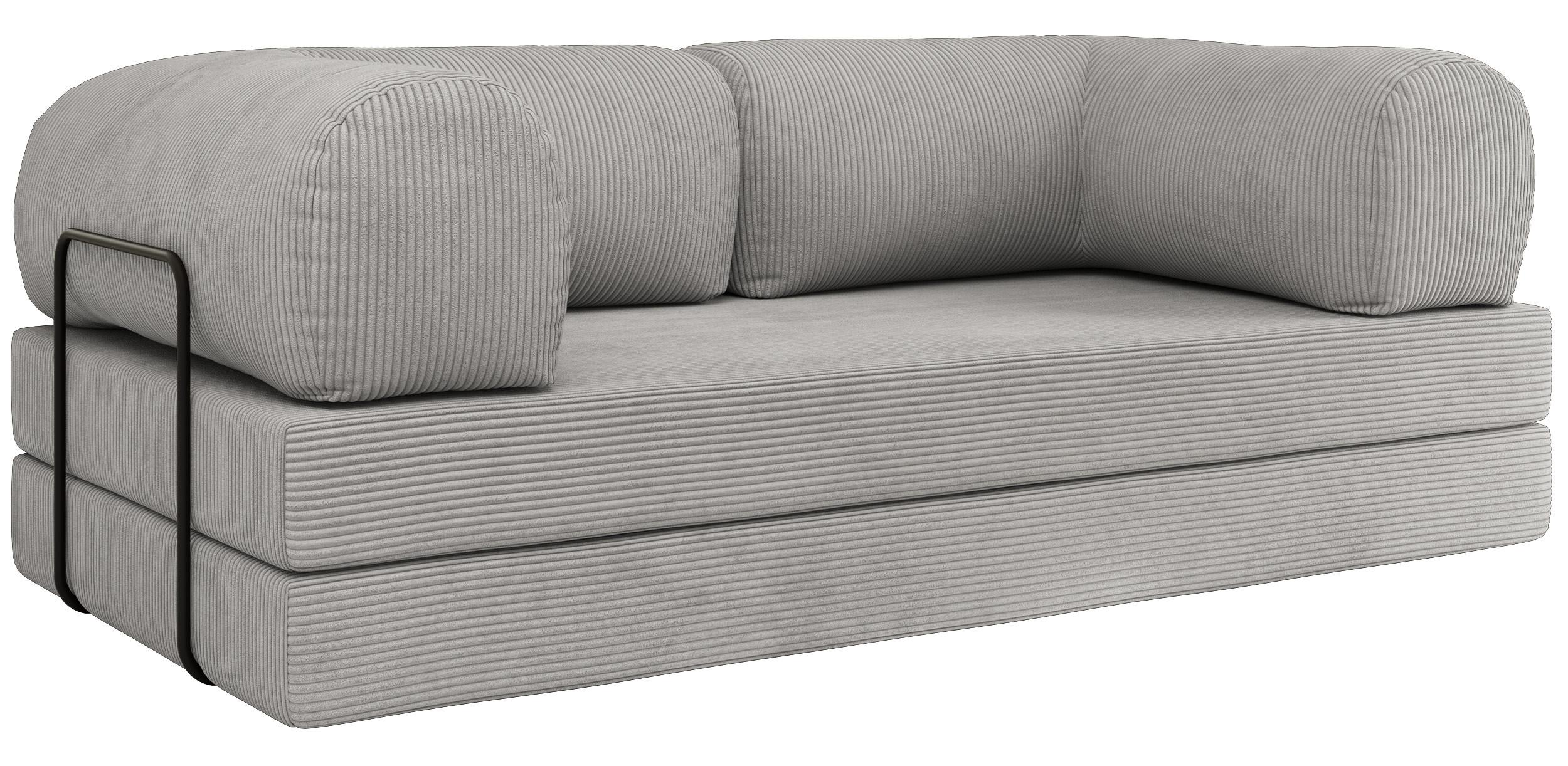 3-SITZER SOFA ORSETTO - Hellgrau Cord - Hellgrau/Schwarz, Textil/Metall (200/70/100cm) - MKS