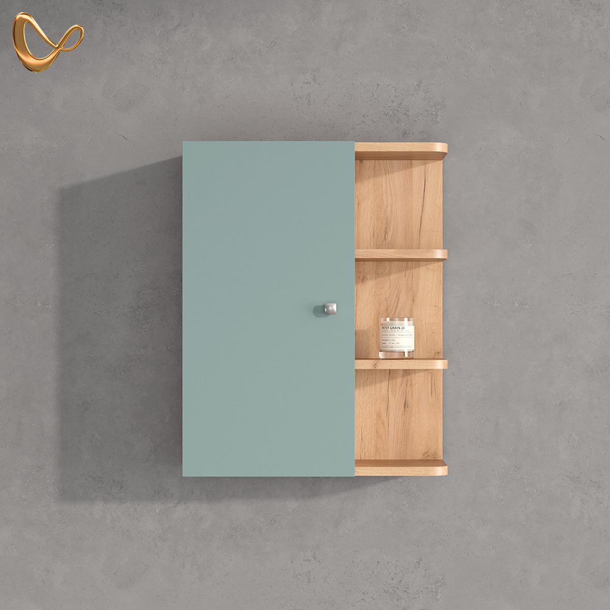 BADSCHRANK Fucino Grün 47.2 x 59.2 cm - Grün, Holzwerkstoff (47.2/59.2/20.8cm) - Livinity®
