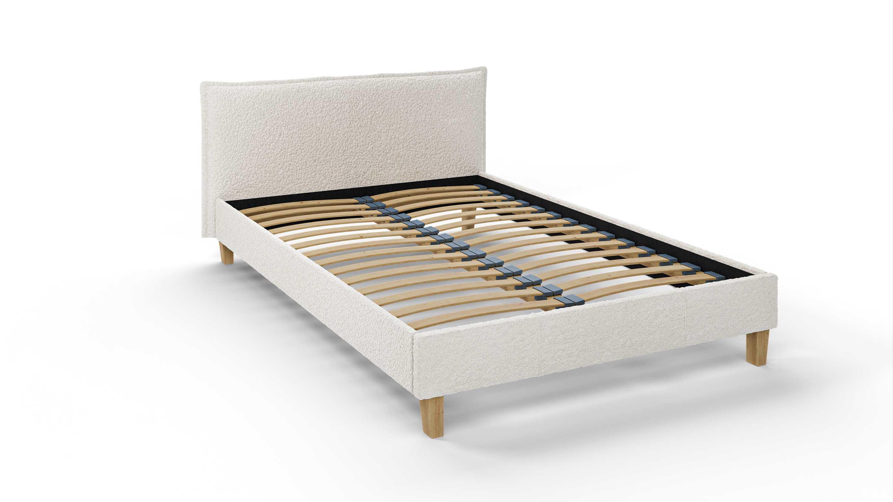 POLSTERBETT Arles 140/200 cm Boucle-Stoff - Hellbraun/Weiß, Holz/Textil (140/200cm) - S-Style Möbel