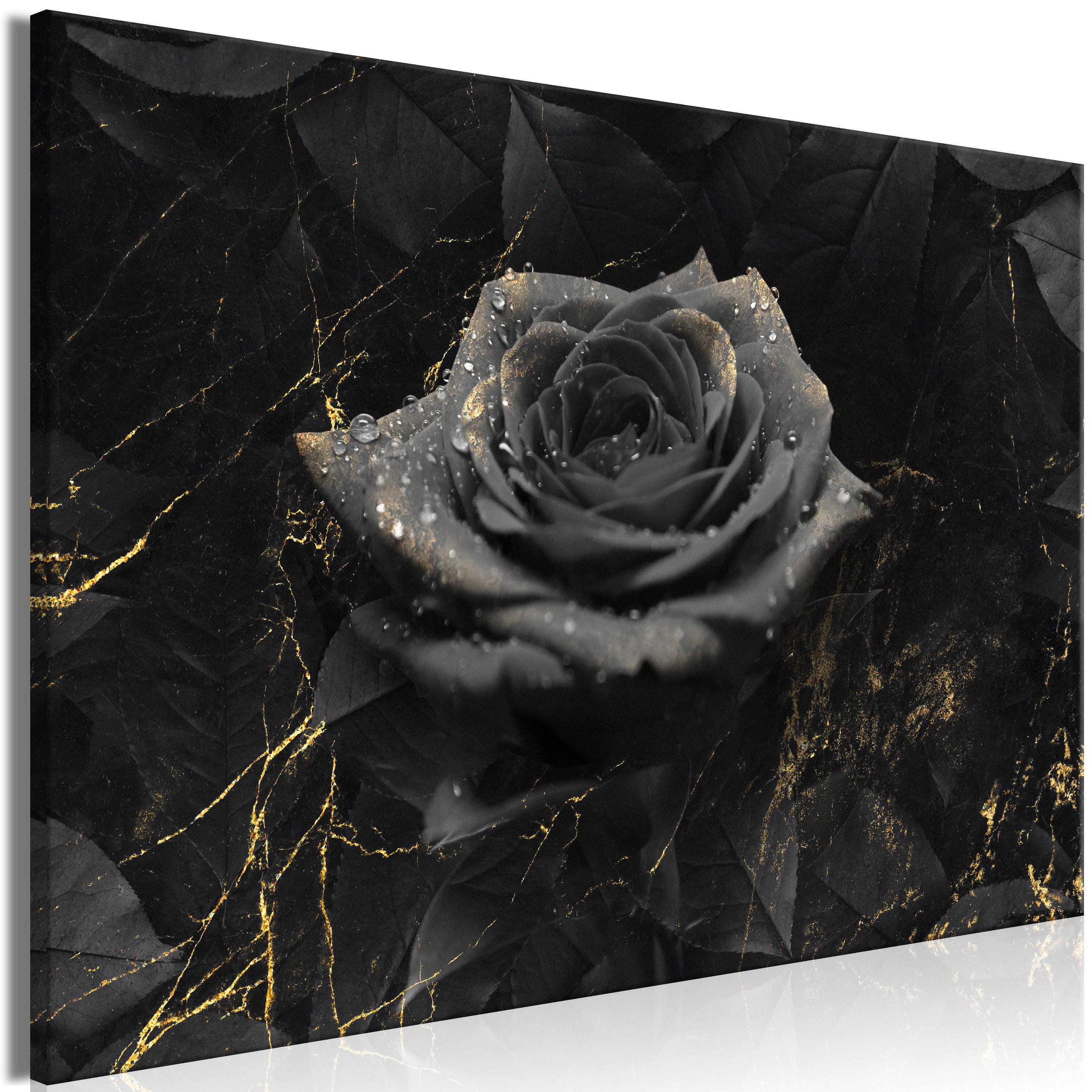 KUNSTDRUCK Schwarz 90/60 cm - Goldfarben/Schwarz, Textil (90/60cm) - KUNSTLOFT