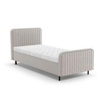 POLSTERBETT Lami 90x200, Einzelbett mit Bettkasten und Schaumstoffmatratze 10 cm, Beige - Beige/Schwarz, Textil/Metall (90/200cm) - Beautysofa