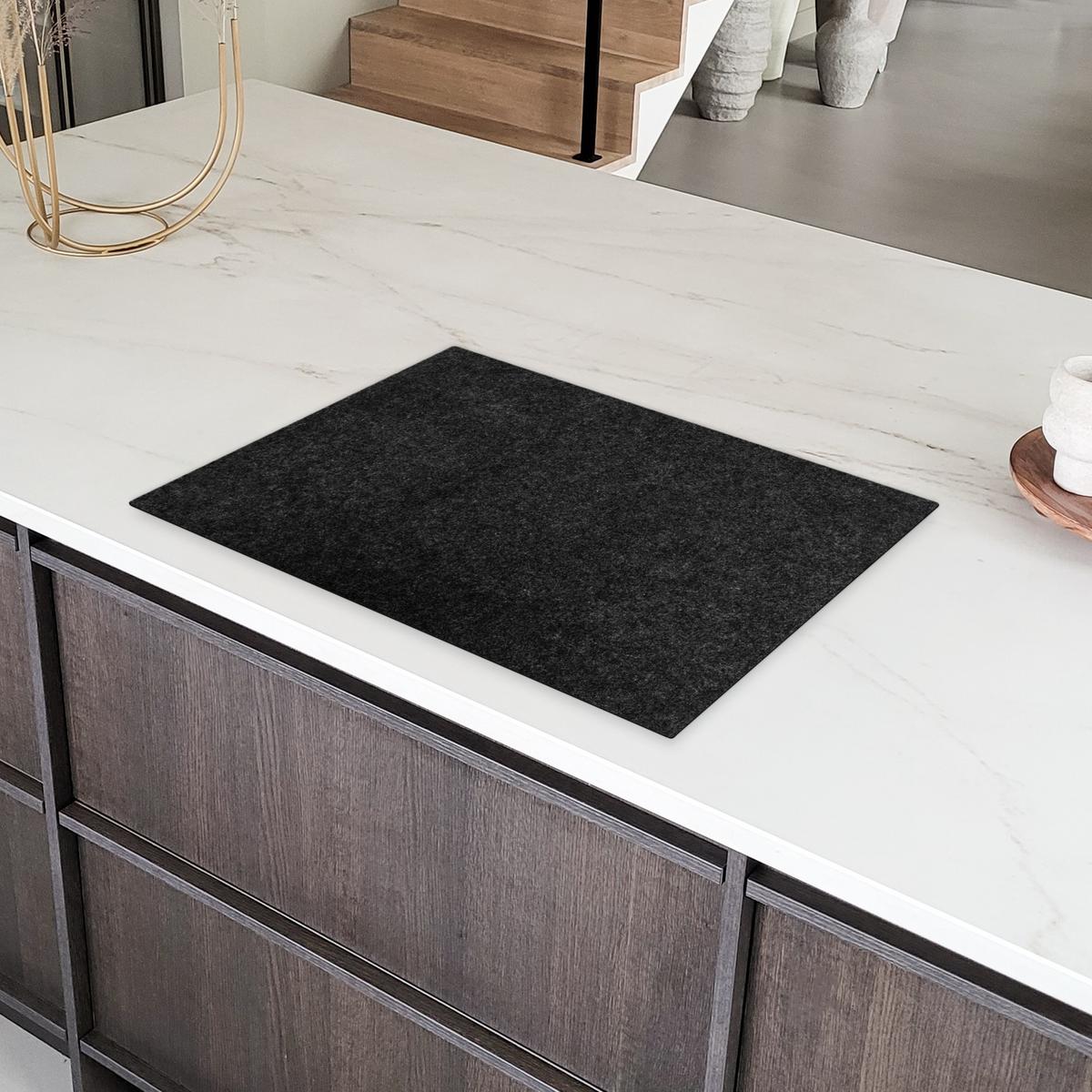 HERDABDECKPLATTE Granit - Schwarz - Granitstruktur - Dunkel Herdabdeckung Induktionsfeld 75x52 cm - Schwarz, Kunststoff (75/52/0.2cm) - MuchoWow