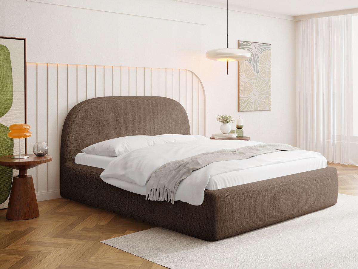 POLSTERBETT Puro mit Bettkasten & Metall-Lattenrost in Braun Chenille 140x200 cm - Birkefarben/Schwarz, Kunststoff/Textil (140/200cm) - WFL GROUP