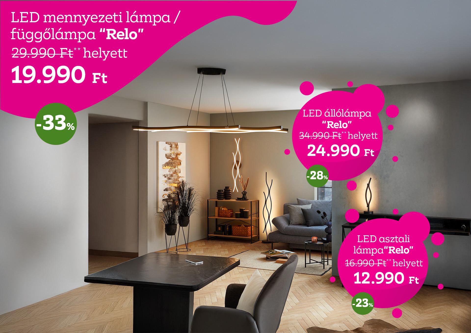 LED mennyezeti lámpa RELO 29990 Forint helyett 19990 Forint kedvezmény mértéke 33%
