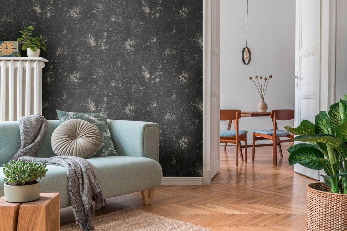VLIESTAPETE Schwarz 53/1005 cm - Schwarz, Textil (53/1cm) - KUNSTLOFT