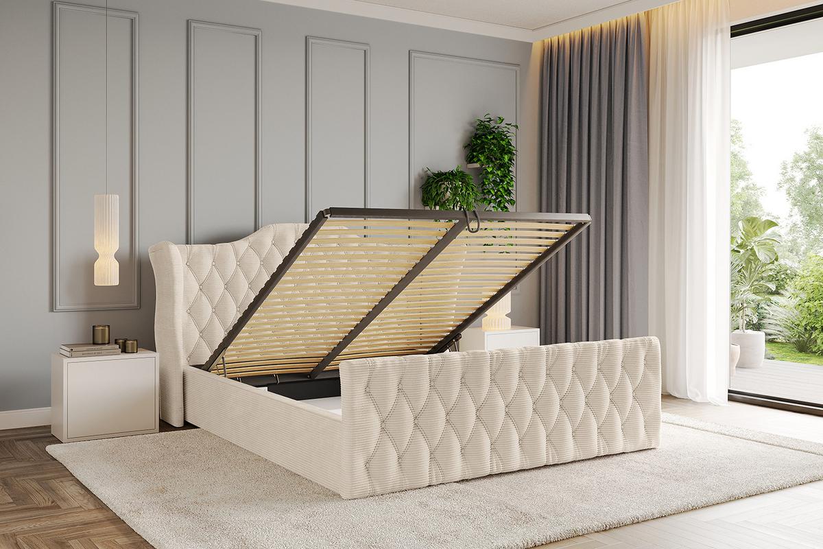 POLSTERBETT mit Bettkasten, Fußteil und Lattenrost, Boxbett mit Matratze H3/H4 - ZORAN-Z 120x200 Beige - Creme, Holzwerkstoff/Textil (120/200cm) - ALTDECOR