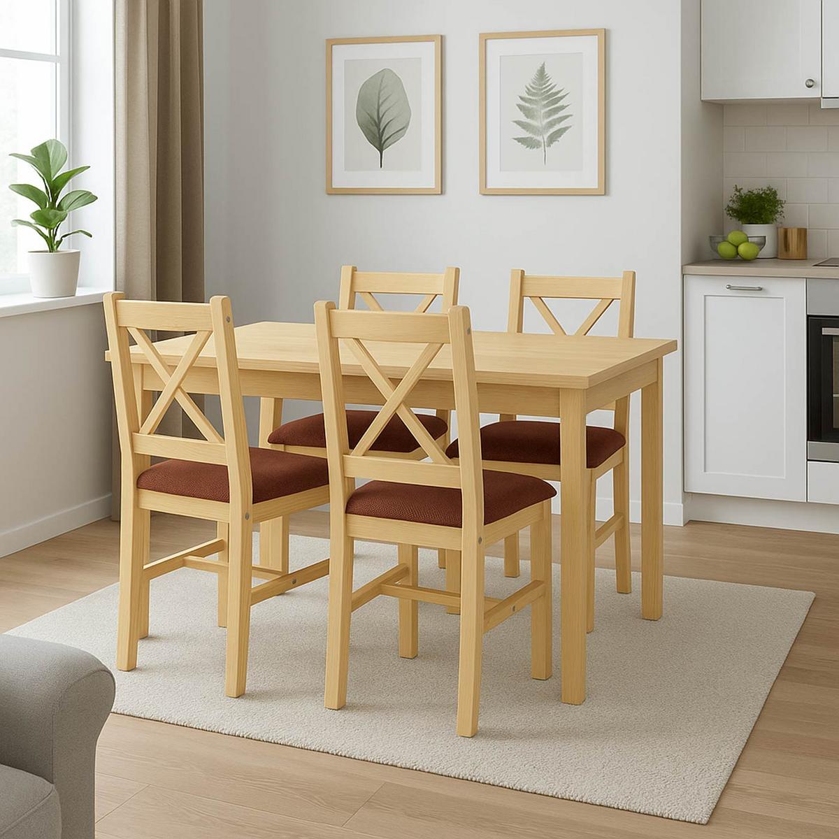 ESSZIMMERSTUHL Kiefer, Orange 4er-Set - Orange/Kieferfarben, Holz (43/85/44cm) - MCW