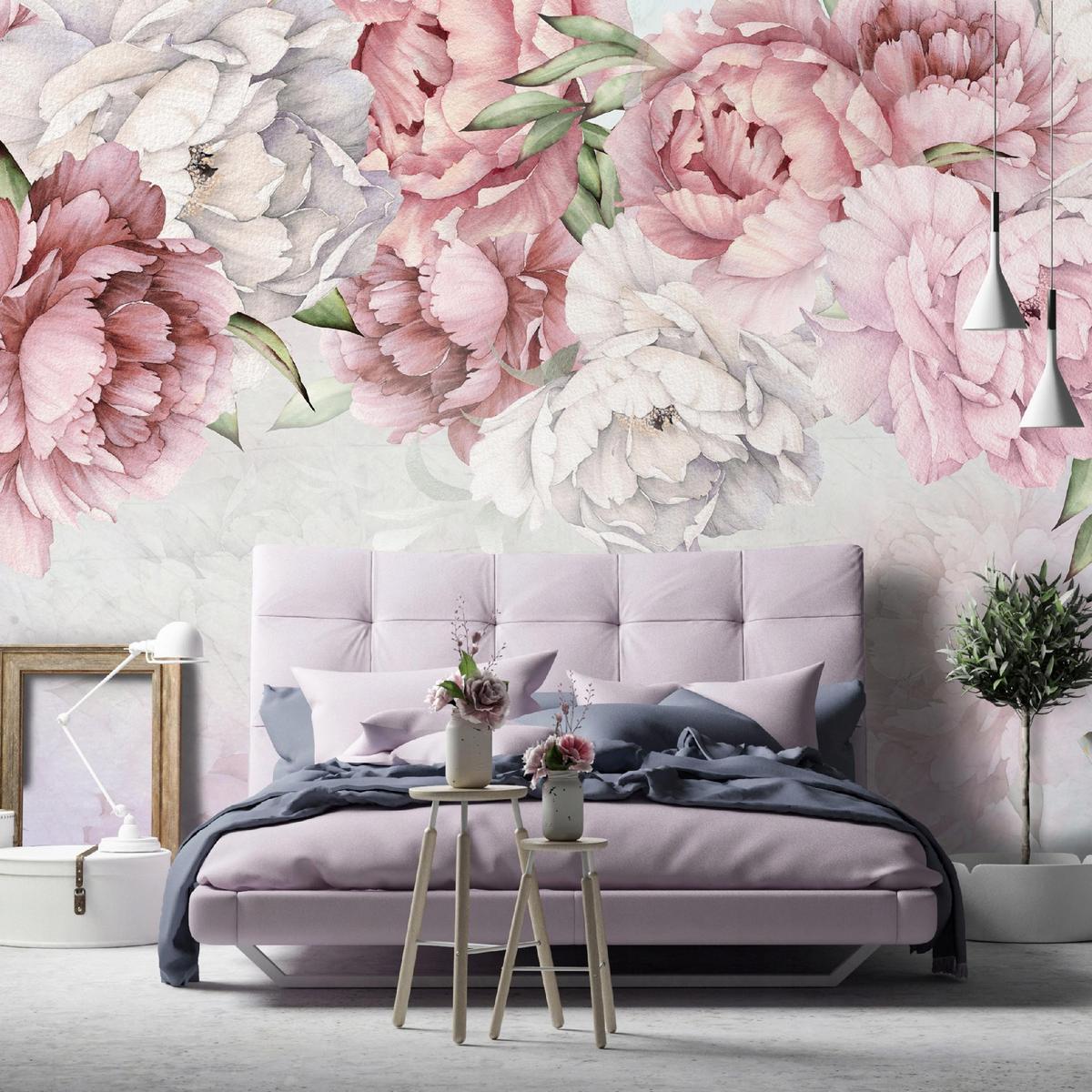 FOTOTAPETE Blumen Schlafzimmer 350x250 - Multicolor, Papier (350/250cm) - Wallarena