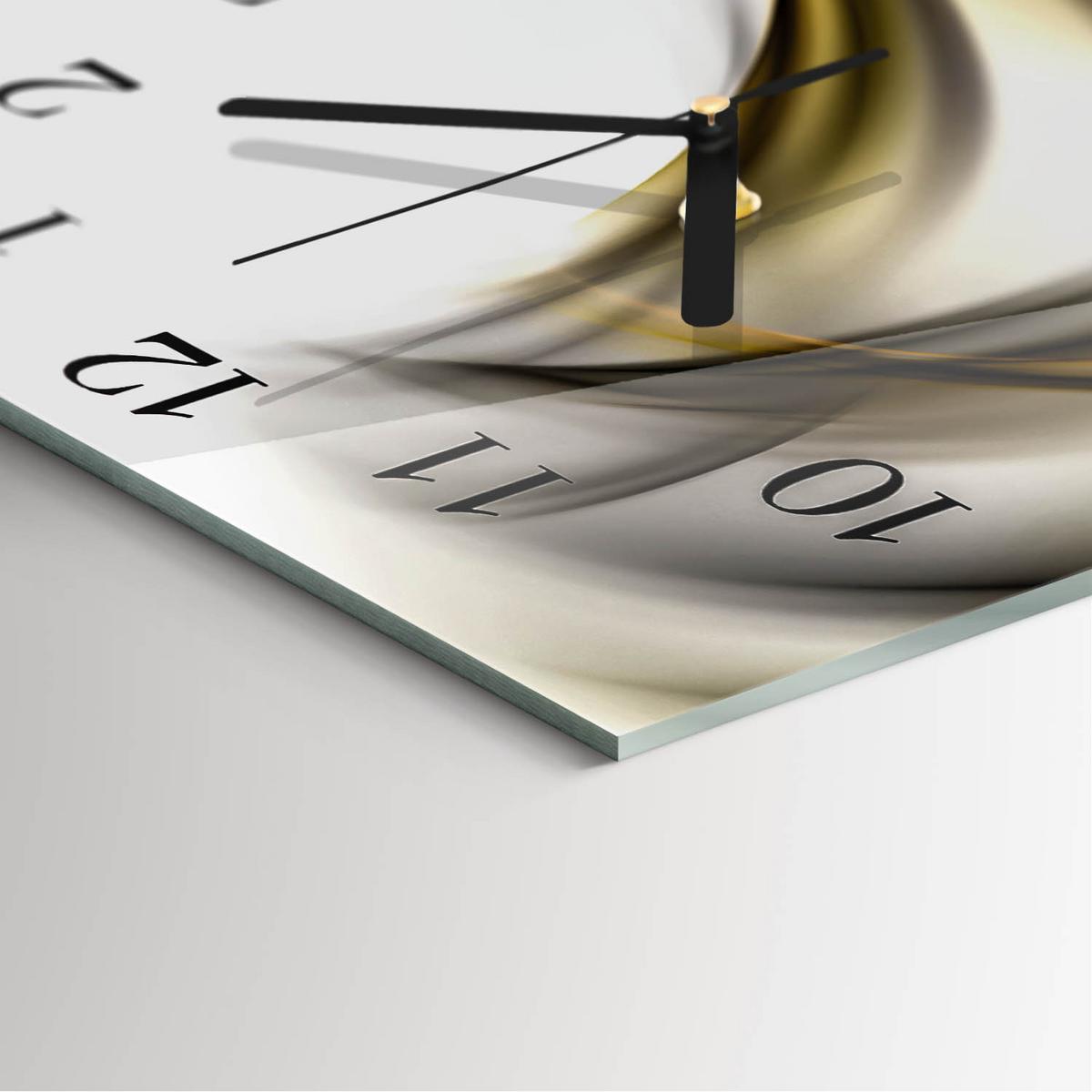 WANDUHR aus Glas 30x30 cm - Abstrakte Linien - Gelb, Glas (30/30/0.4cm) - TULUP