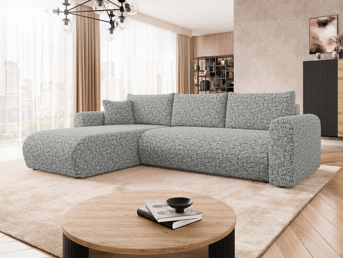ECKSOFA Eliwo - Alufarben/Schwarz, Holz/Textil (252/158cm) - MIRJAN24