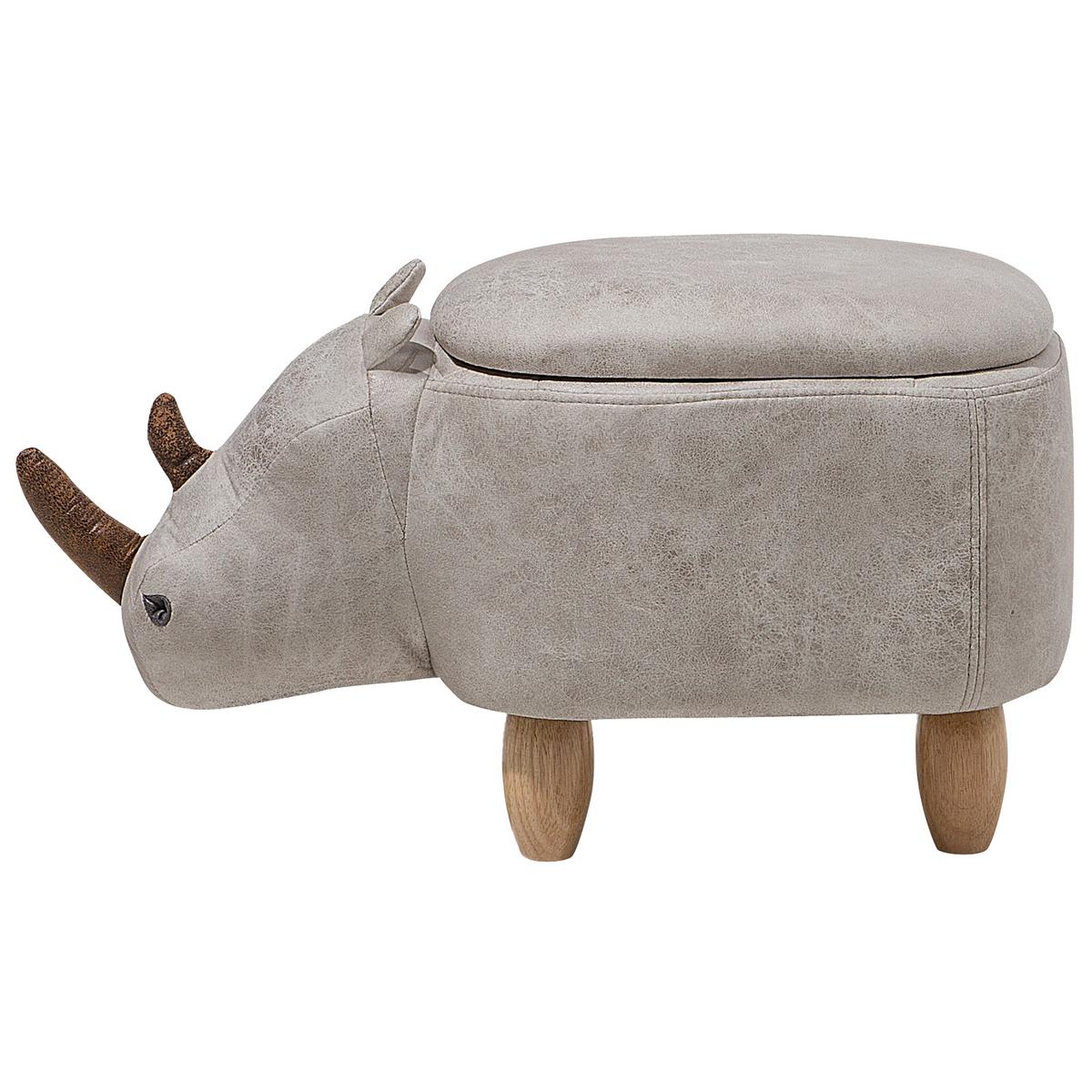 HOCKER Rhino 32/60/35 cm - Grau, Kunststoff/Textil (60/35/32cm) - Beliani