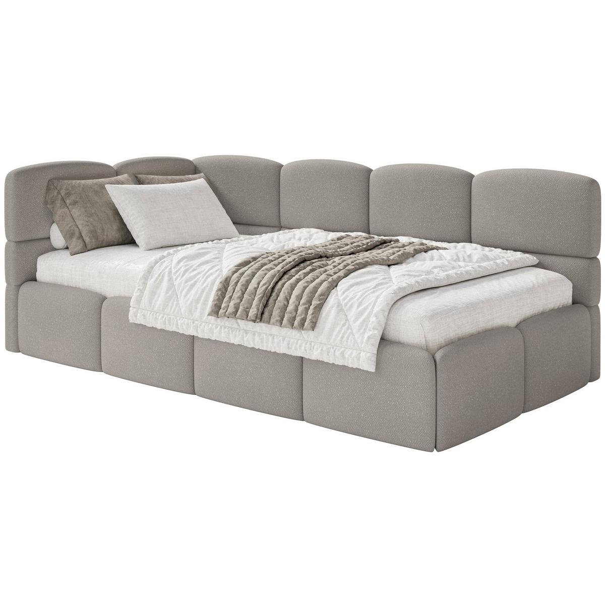 JUGENDBETT Cloudy Hellbraun 120 x 200 cm - Hellbraun/Schwarz, Kunststoff/Textil (120/200cm) - Selsey
