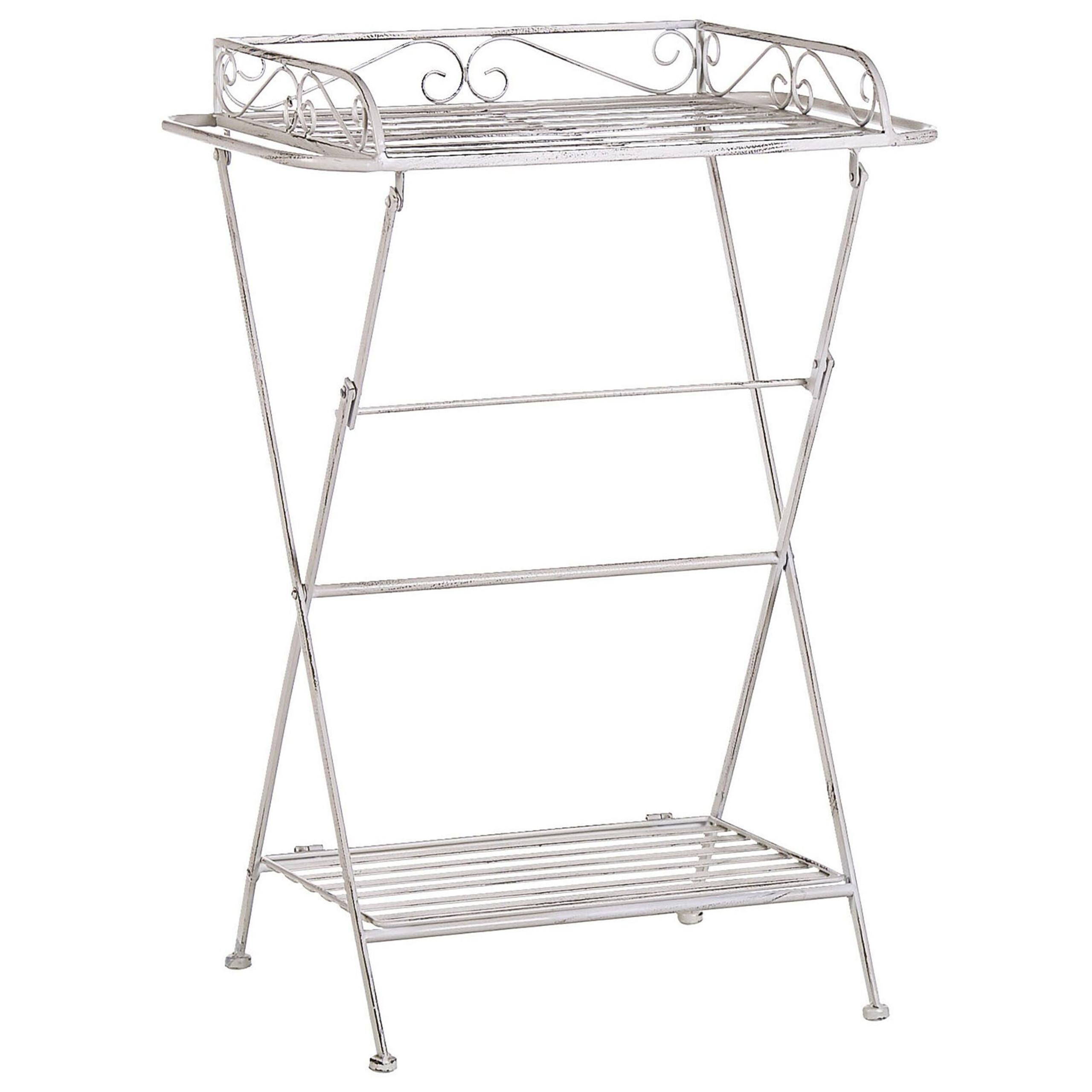 GARTENTISCH Metall Weiß Ancud - Weiß, Metall (35/53/73cm) - Beliani