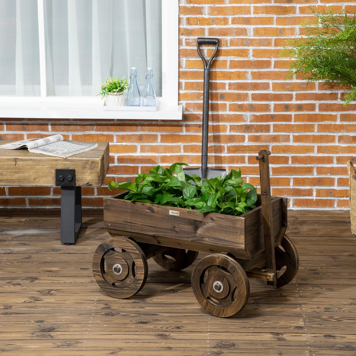 HOCHBEET, Tannenholz, Verkohlt - Braun, Holz (53/58/127cm) - Outsunny