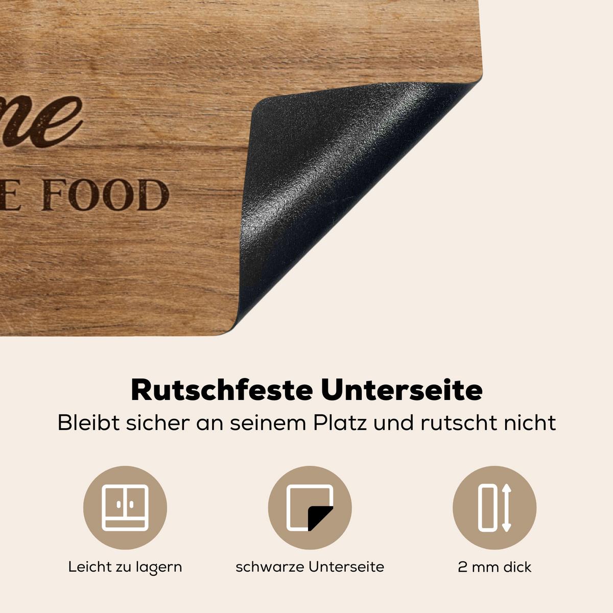 HERDABDECKPLATTE Zitat - Bistro - Guten Appetit - Süßes Zuhause - Holzmaserung Ceranfeldabdeckung 90x52 cm - Braun, Kunststoff (90/52/0.2cm) - MuchoWow