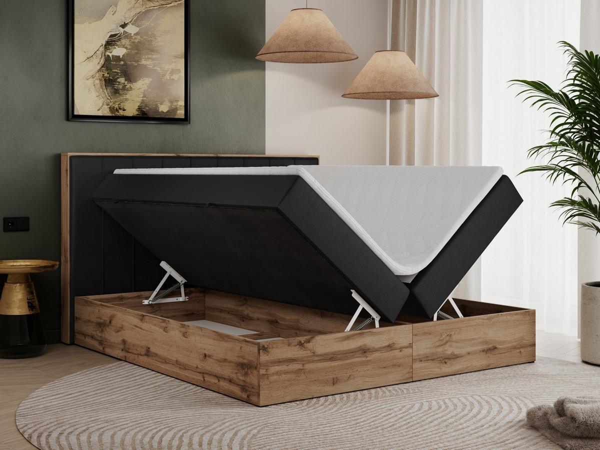 BOXBETT BELLISSIMO 140/200 Schwarz Kunstleder - H3 - Schwarz, Holz/Textil (140/200cm) - MKS