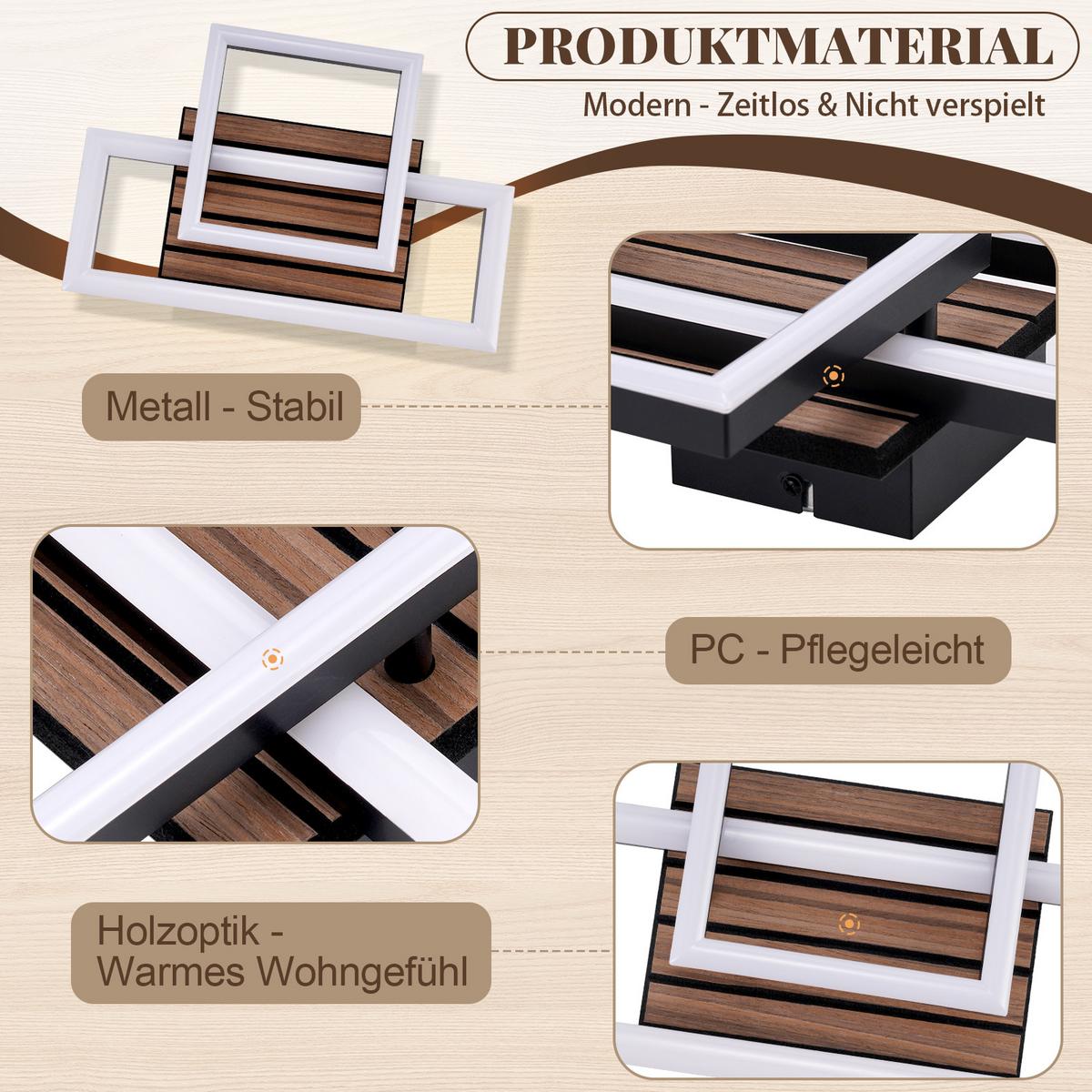 LED DECKENLEUCHTE Civoril 34.5/22/8 cm - Schwarz, Kunststoff/Metall (34.5/22/8cm) - ZMH
