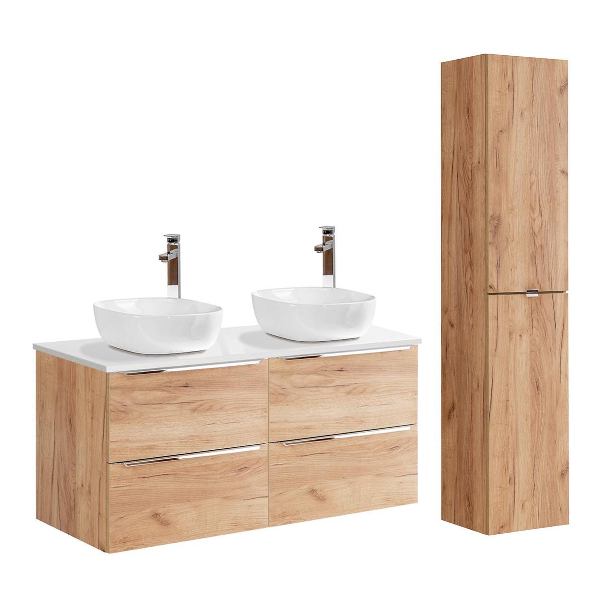 BADMÖBEL 120.4cm April 2er-Set Holz - Braun, Holzwerkstoff (120.4/59/46cm) - Petits-meubles