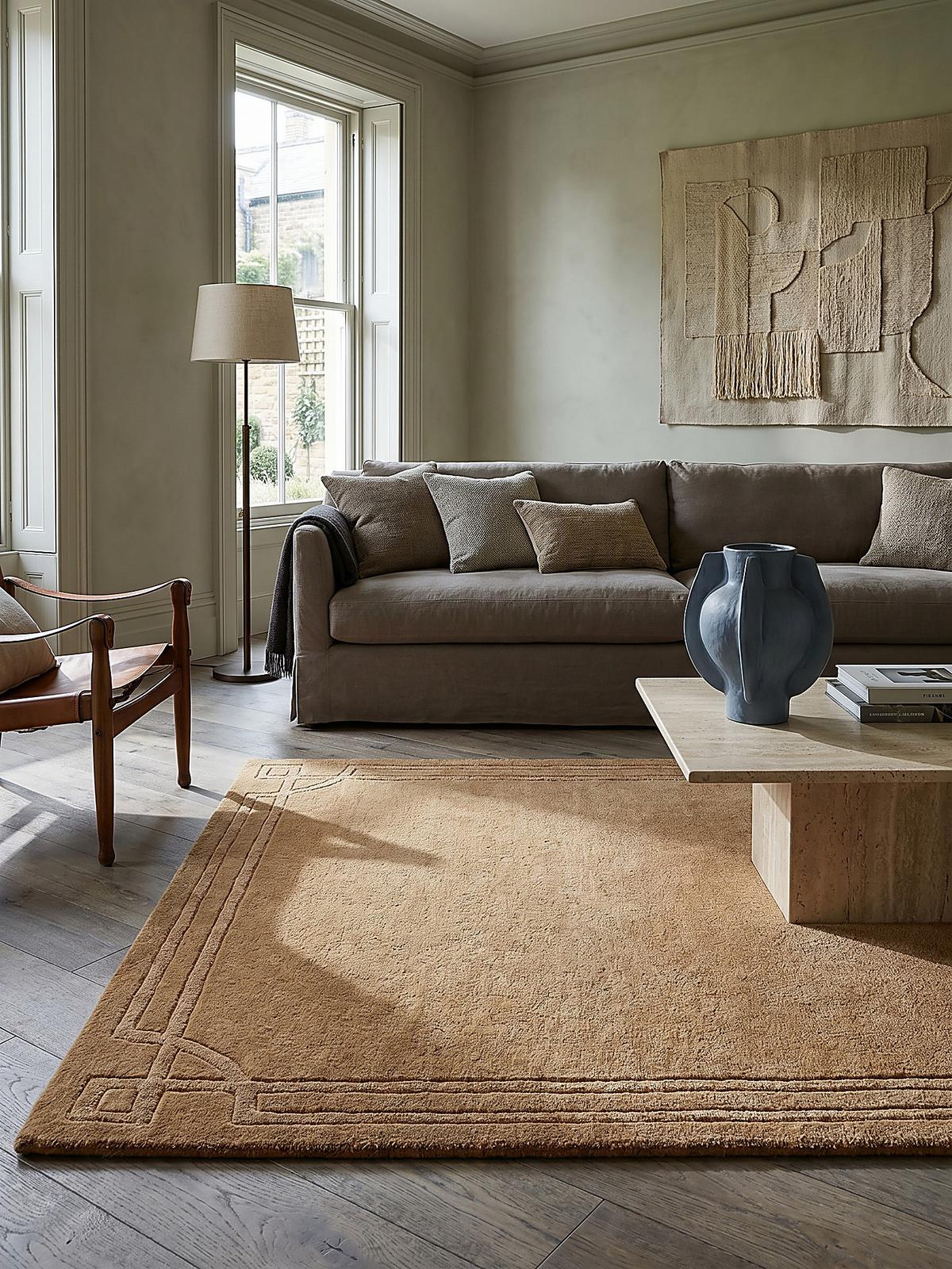 WOLLTEPPICH GLEN, mit Bordüre, Ocker, 160 x 230 cm - Orange, Textil (230/160cm) - KADIMA DESIGN