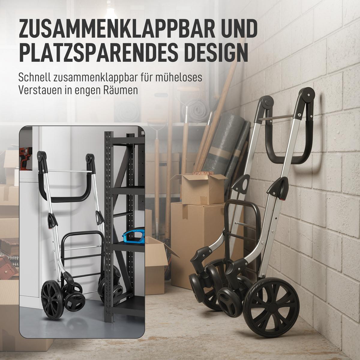 EINKAUFSTROLLEY klappbar Einkaufswagen mit Kühlfach, verstellbar Griff Grau - Schwarz/Grau, Kunststoff/Textil (44/100/58cm) - HOMCOM