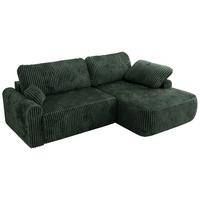 ECKSCHLAFSOFA CUBO L Grün Cord - rechts - Schwarz/Grün, Kunststoff/Textil (187/273cm) - MKS
