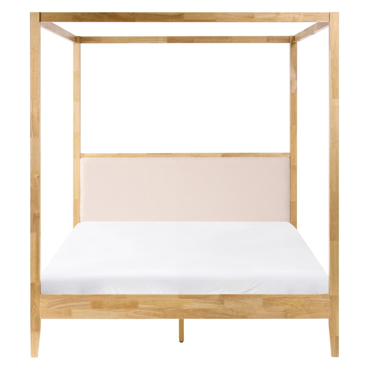 HIMMELBETT Holz 160/200 cm Hellbraun Haillicourt - Hellbraun/Beige, Holz (160/200cm) - Beliani