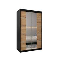 SCHWEBETÜRENSCHRANK 200/120/62 2-türig - Silberfarben/Schwarz, Holz/Kunststoff (120/200/62cm) - MÖBEL KRYSPOL