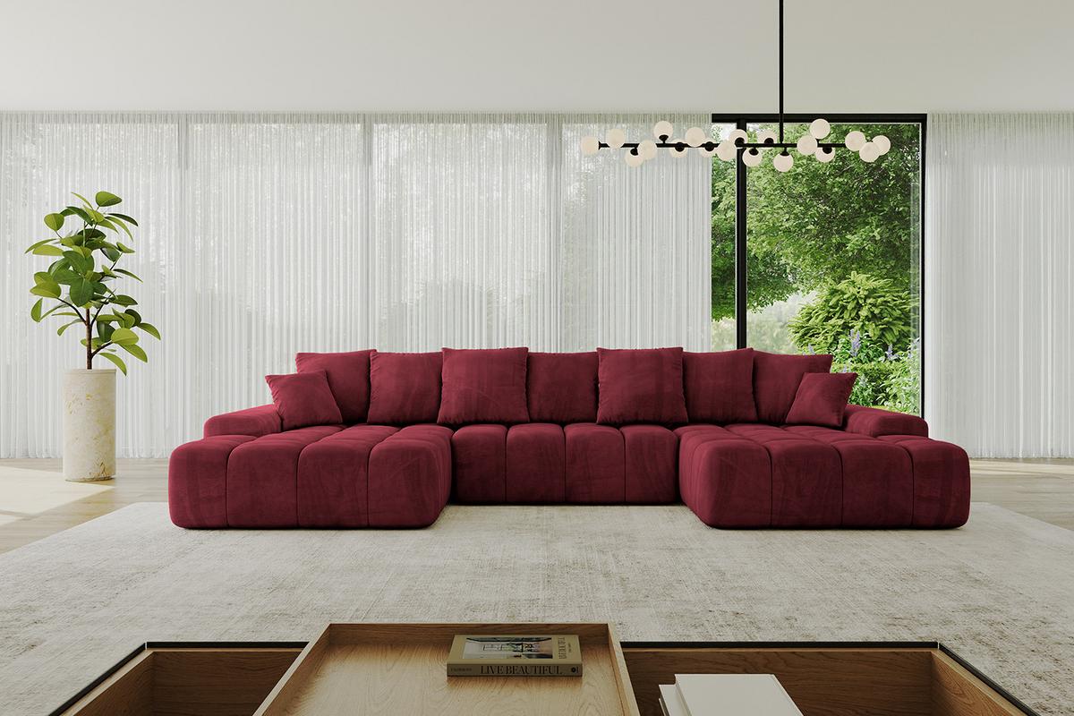 WOHNLANDSCHAFT ENSI-U - 353x164x69 cm Bordeaux - Bordeaux, Holzwerkstoff/Kunststoff (357/69/164cm) - ALTDECOR