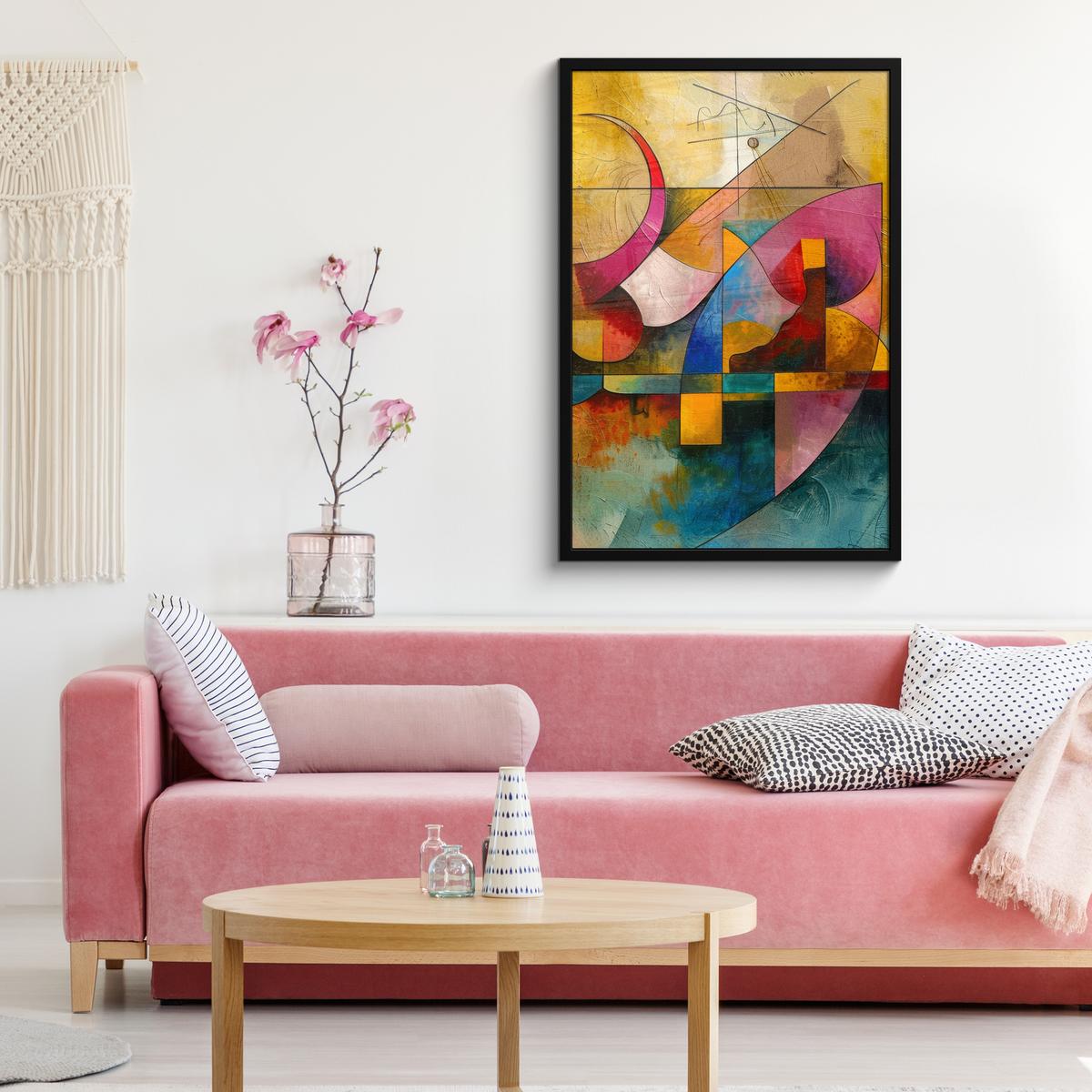 POSTER MIT RAHMENGERAHMTES BILD Kunst - Abstrakt - Modern 60x90 cm - Gelb, Papier (60/90cm) - MuchoWow