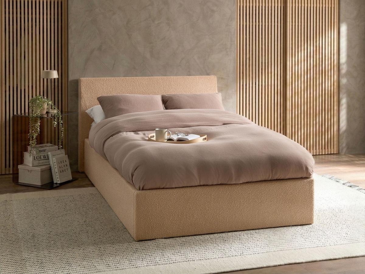 BETT mit Stauraum 120/200 cm Bouclé Beige Orbey - Beige, Textil (120/200cm) - Beliani