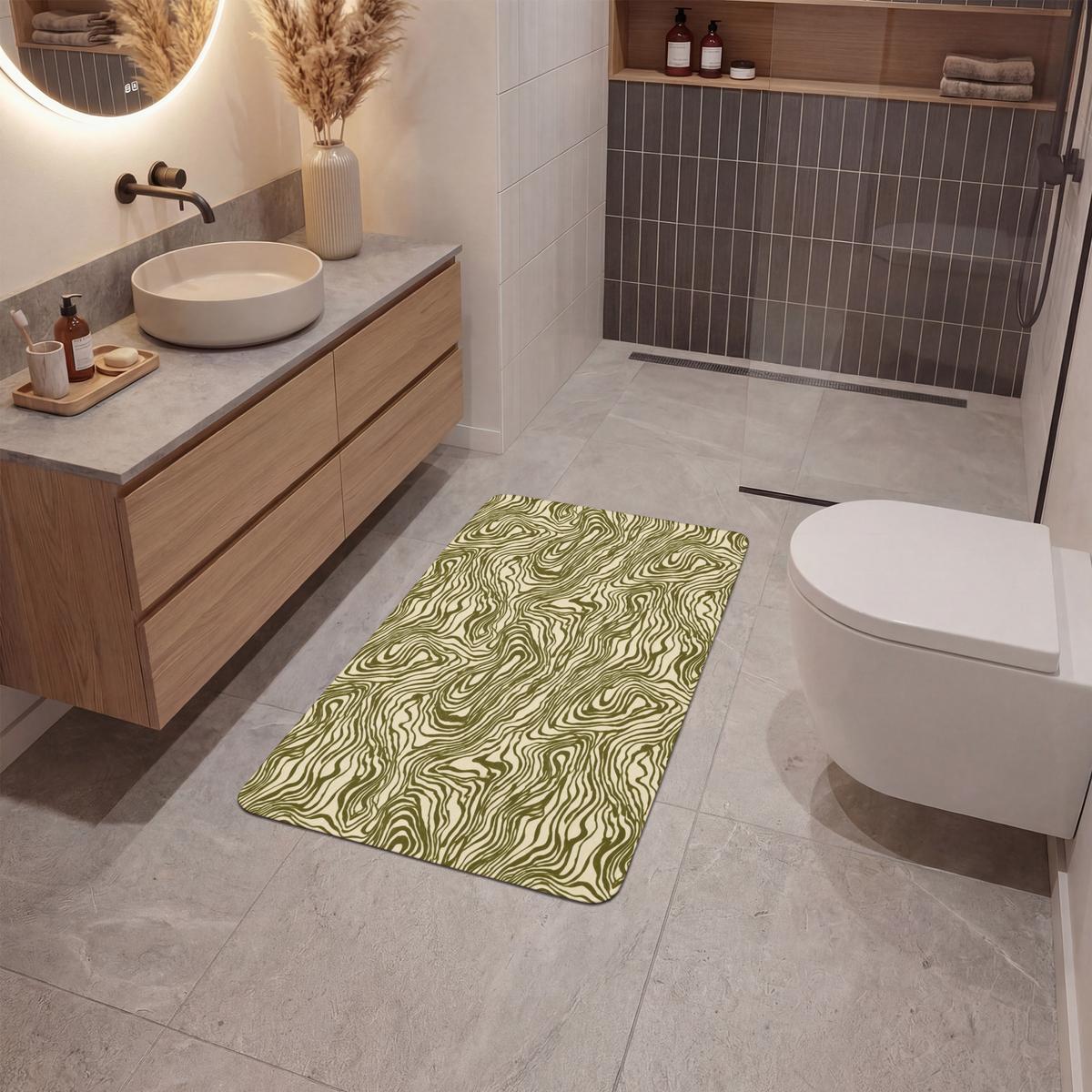BADEMATTE Abstrakt - Marmor - Grün 60x90 cm - Dunkelgrün, Textil (60/90cm) - OnlyWow