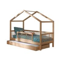 HAUSBETT Kelci 90x200 Bettschublade Absturzschutz Buche massiv natur - Buchefarben, Holz (90/200cm) - 58aufmkessel