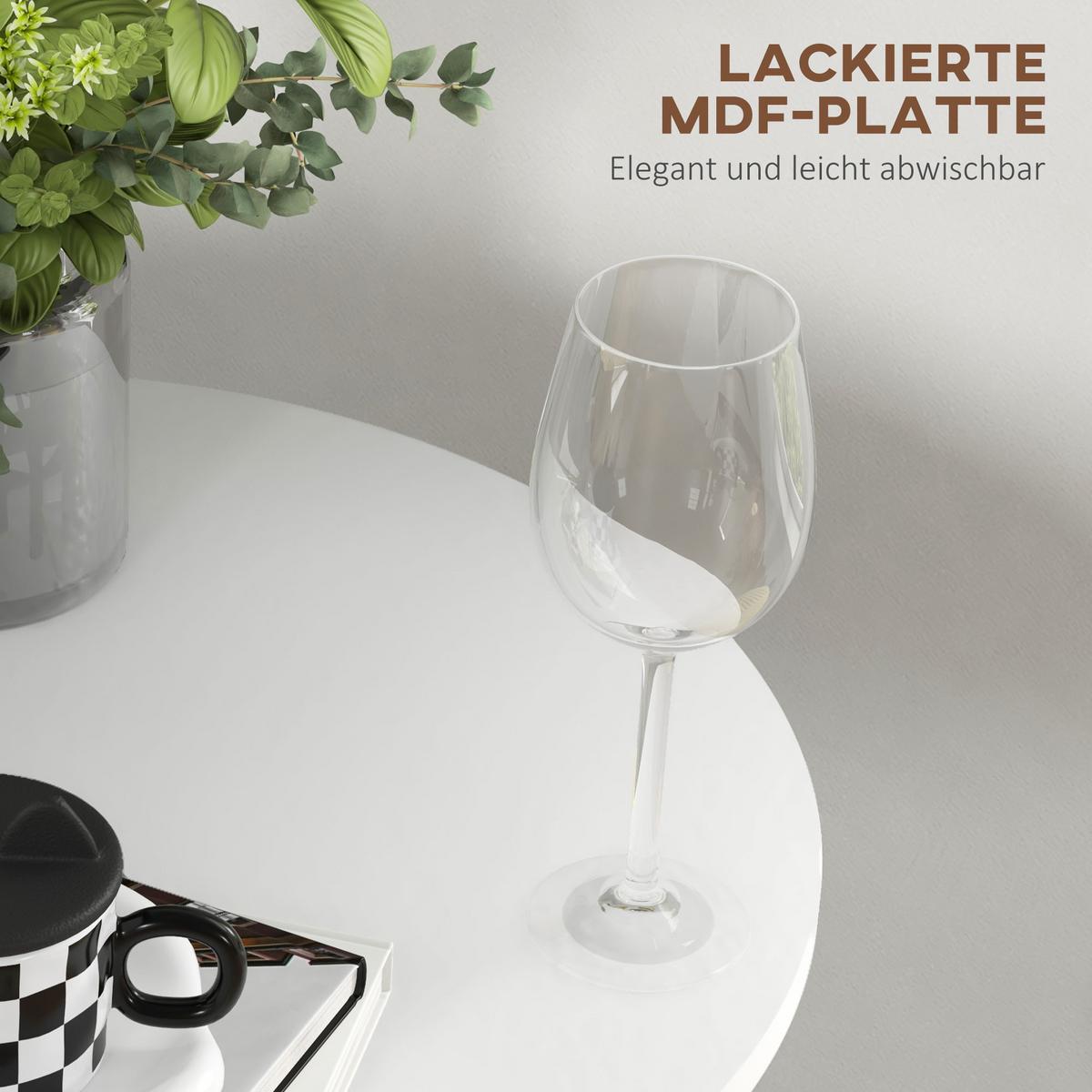BARTISCH, MDF, Stahl, Weiß - Weiß, Kunststoff (60/60/102cm) - HOMCOM